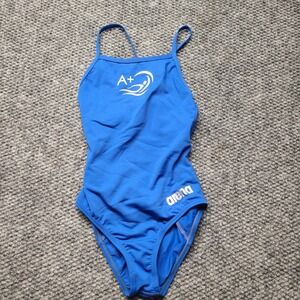 Arena Girls Royal Blue One Piece Swimsuit A+ Graphic Racerback Swimwear
